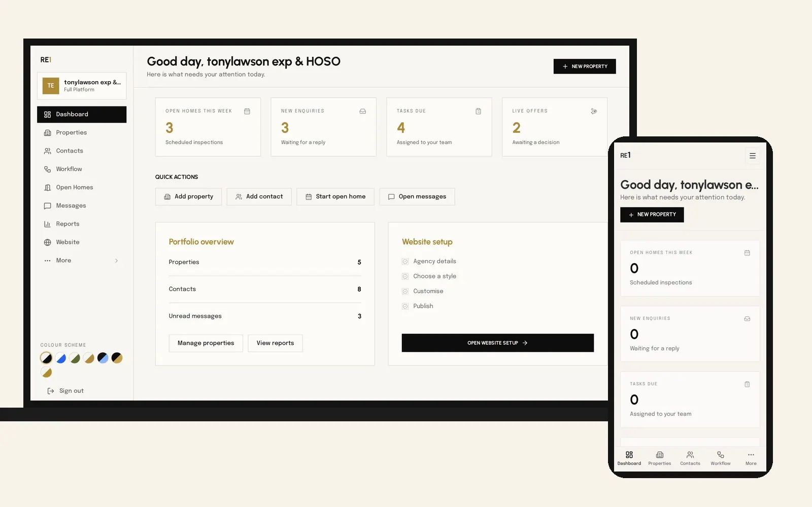 Real estate platform on desktop and mobile