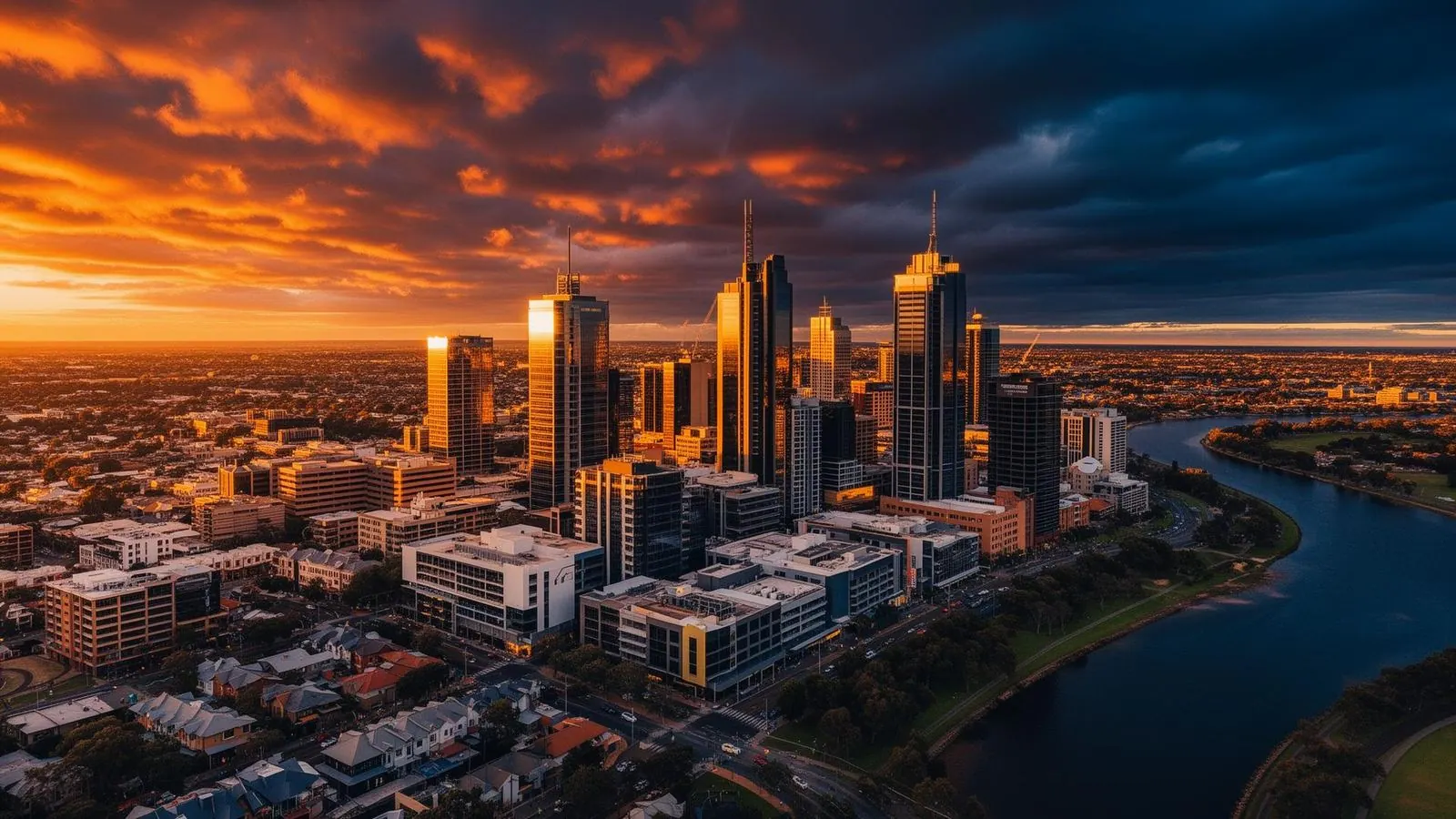 Adelaide cityscape at golden hour