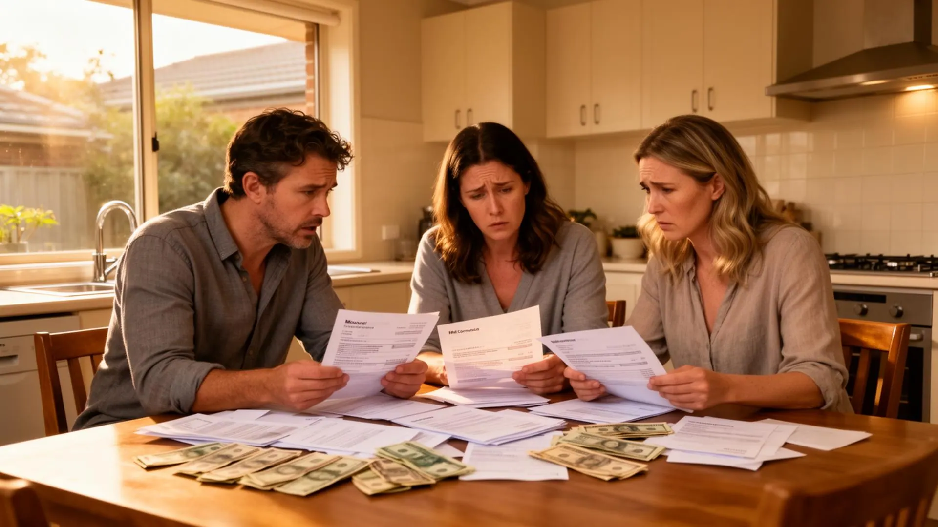 Family reviewing finances